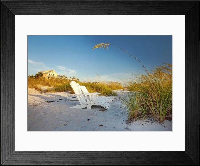 Framed Print : Florida, Saint Petersburg Beach, beach chairs on sand Framed Print : Florida, Saint Petersburg Beach, beach chairs on sand