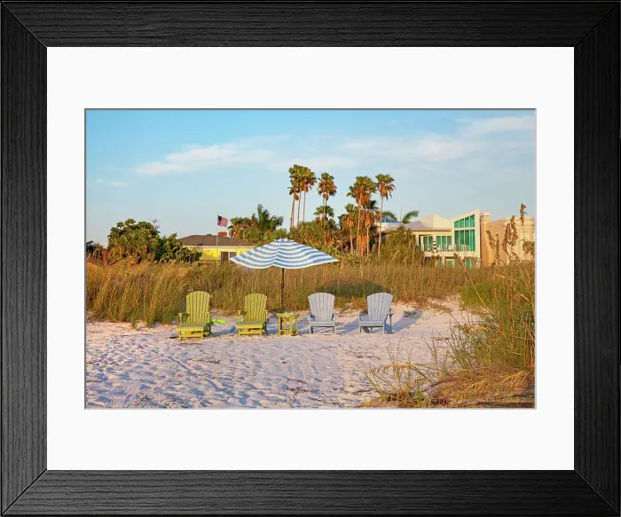Framed Print : Florida, Saint Petersburg Beach, adirondack chairs on beachfront Framed Print : Florida, Saint Petersburg Beach, adirondack chairs on beachfront