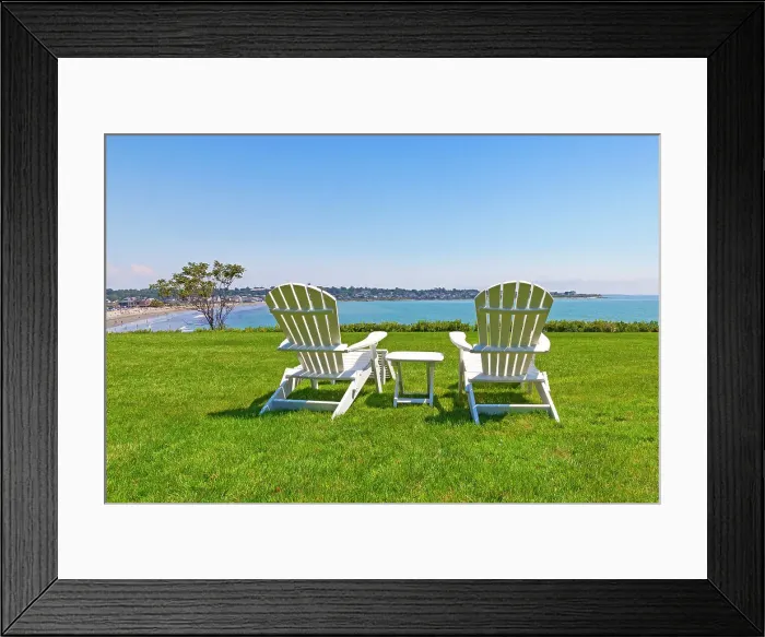 Framed Print : Rhode Island, Newport, Adirondack chairs at Chanler Hotel at cliff walk Framed Print : Rhode Island, Newport, Adirondack chairs at Chanler Hotel at cliff walk