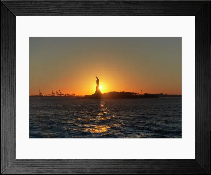 Framed Print : New York City, Statue of Liberty at sunset