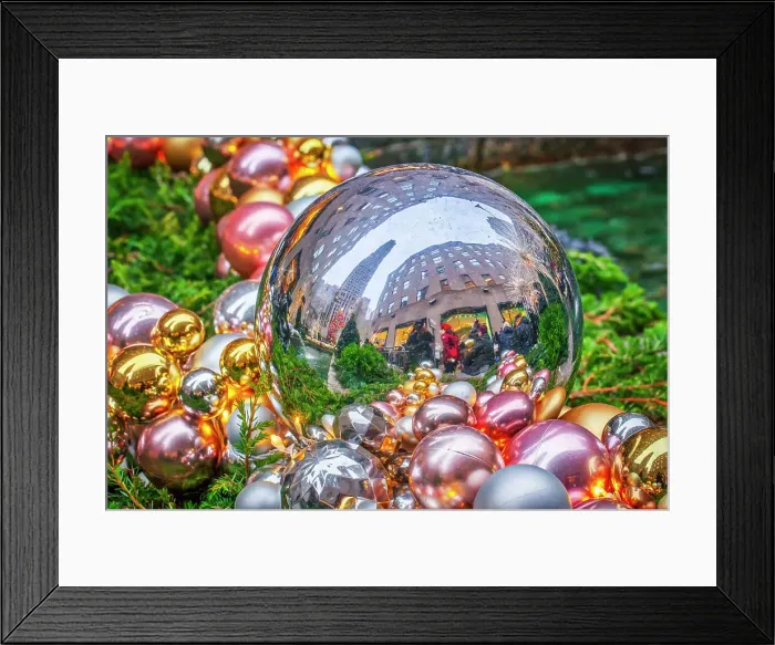 Framed Print : NYC, Rockefeller Center, close up of Christmas ball decorations Framed Print : NYC, Rockefeller Center, close up of Christmas ball decorations