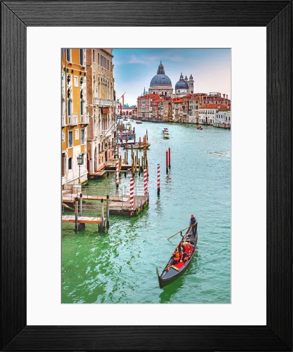 Framed Print : Italy, Veneto, Venice, Gondola on Grand Canal with Santa Maria della Salute in the background Framed Print : Italy, Veneto, Venice, Gondola on Grand Canal with Santa Maria della Salute in the background