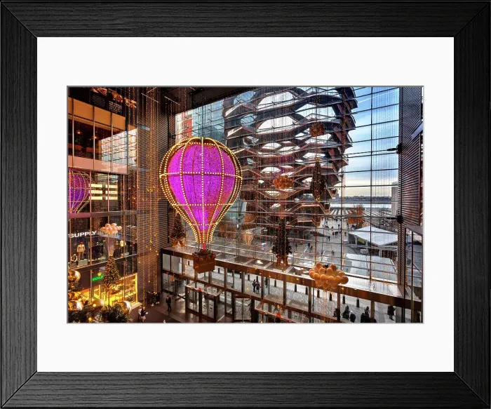 Framed Print : NYC, Manhattan, Hudson Yards, Shine Bright Christmas decorations with Hot Air Balloon, and The Vessel Framed Print : NYC, Manhattan, Hudson Yards, Shine Bright Christmas decorations with Hot Air Balloon, and The Vessel