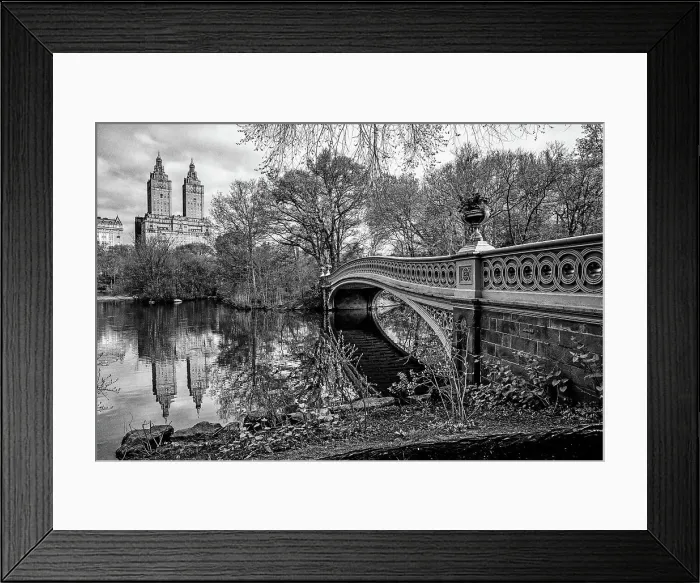Framed Print : USA, New York City, Manhattan Central Park Bow Bridge and San Remo apartment building Framed Print : USA, New York City, Manhattan Central Park Bow Bridge and San Remo apartment building
