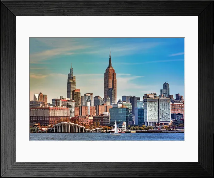 Framed Print : NY, views of Midtown Skyline from New Jersey