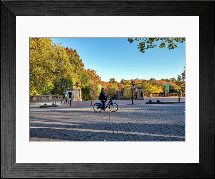 Framed Print : NY, NYC, Central Park, biker along Bethesda Terrace Framed Print : NY, NYC, Central Park, biker along Bethesda Terrace