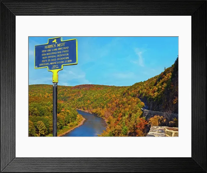 Framed Print : New York State Fall Colors along Route 97, Port Jervis to Hancock Byway, Narrowsburg, Hawks Nest Framed Print : New York State Fall Colors along Route 97, Port Jervis to Hancock Byway, Narrowsburg, Hawks Nest