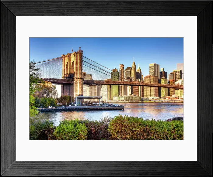 Framed Print : NY, Brooklyn, Dumbo, view of Brooklyn Bridge and lower Manhattan Framed Print : NY, Brooklyn, Dumbo, view of Brooklyn Bridge and lower Manhattan