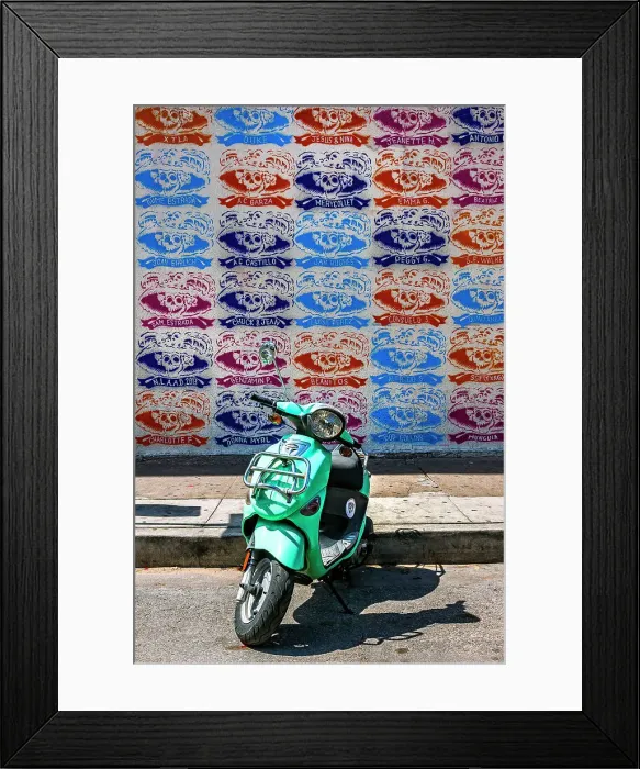 Framed Print : Texas, Austin, Mexican American Fine Art Museum of Texas exterior wall with scooter Framed Print : Texas, Austin, Mexican American Fine Art Museum of Texas exterior wall with scooter