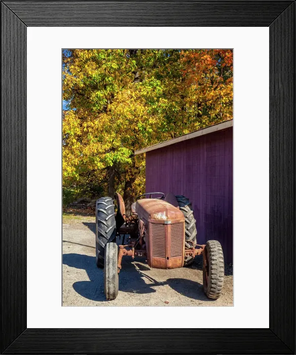Framed Print : New York, autumn colors with old tractor Framed Print : New York, autumn colors with old tractor