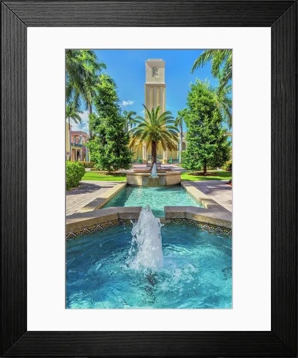 Framed Print : Florida, Boca Raton, Mizner Park, Fountains at Plaza Real