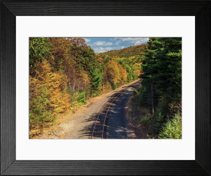 Framed Print : New York State fall colors with train tracks, Cuddybackville Framed Print : New York State fall colors with train tracks, Cuddybackville