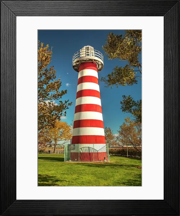 Framed Print : New Jersey, Jersey City, Lefrak Lighthouse at Hudson River Waterfront scene Framed Print : New Jersey, Jersey City, Lefrak Lighthouse at Hudson River Waterfront scene