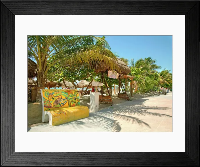 Framed Print : Mexico, Mahahual, Costa Maya, Colorful beach along Malecon Framed Print : Mexico, Mahahual, Costa Maya, Colorful beach along Malecon