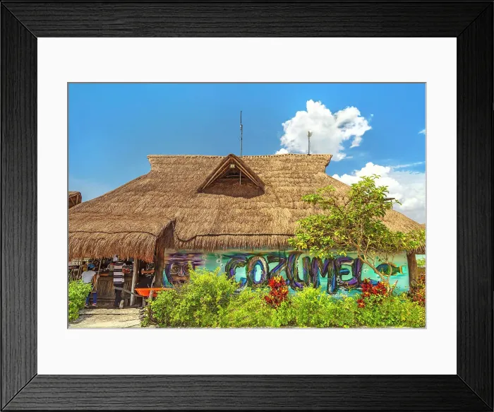 Framed Print : Mexico, Cozumel, Hut Bar by the Water Framed Print : Mexico, Cozumel, Hut Bar by the Water