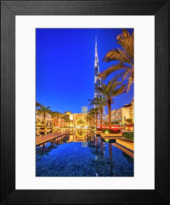 Framed Print : United Arab Emirates, Dubai, Entrance gate and Burj Khalifa, Tower Framed Print : United Arab Emirates, Dubai, Entrance gate and Burj Khalifa, Tower