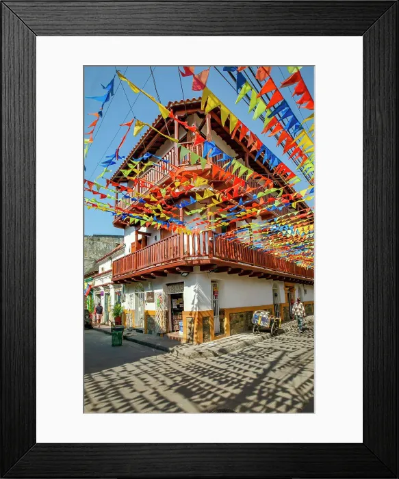 Framed Print : Colombia, Cartagena, Cartagena de Indias, Getsemani, Colorful Colonial facades Framed Print : Colombia, Cartagena, Cartagena de Indias, Getsemani, Colorful Colonial facades