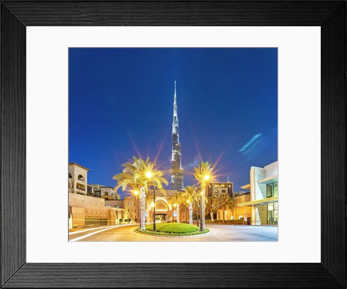 Framed Print : United Arab Emirates, Dubai, Entrance gate and Burj Khalifa, Tower Framed Print : United Arab Emirates, Dubai, Entrance gate and Burj Khalifa, Tower