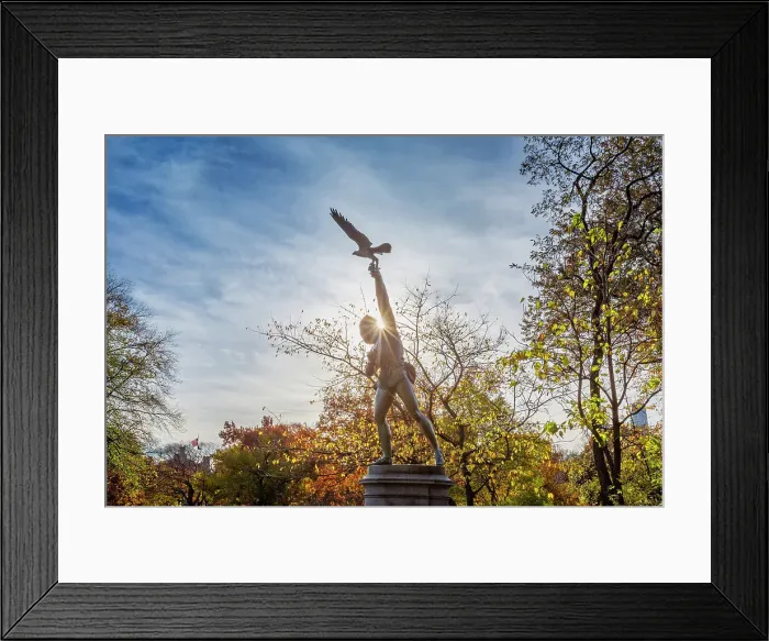 Framed Print : NYC, Manhattan, Central Park, The Falconer Statue During Autumn Framed Print : NYC, Manhattan, Central Park, The Falconer Statue During Autumn