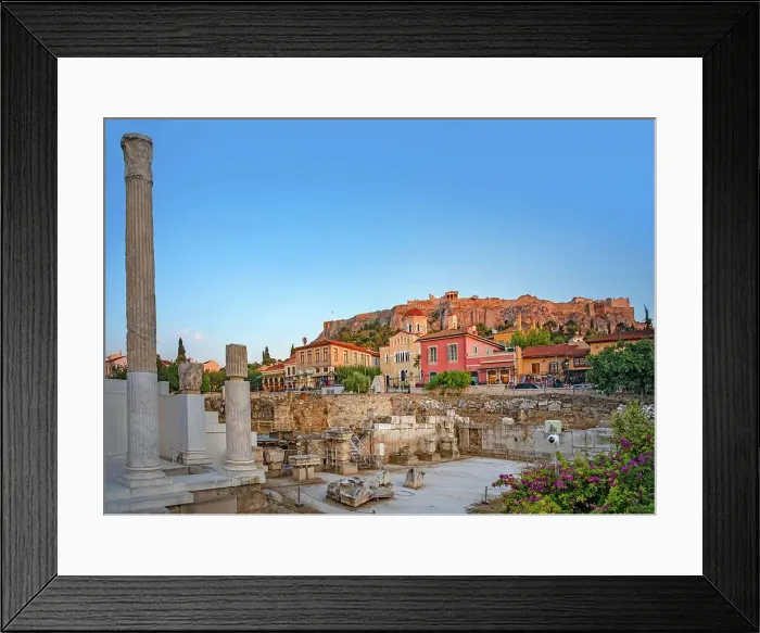 Framed Print : Greece, Athens, Cityscape and ruins at Hadrian's Library Framed Print : Greece, Athens, Cityscape and ruins at Hadrian's Library