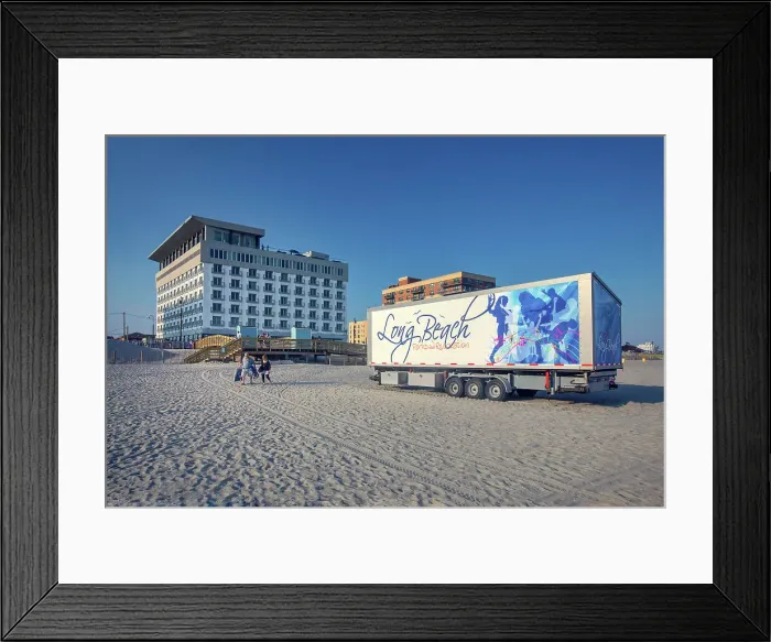 Framed Print : New York, Long Island, Long Beach Scene, Allegria Hotel and boardwalk Framed Print : New York, Long Island, Long Beach Scene, Allegria Hotel and boardwalk