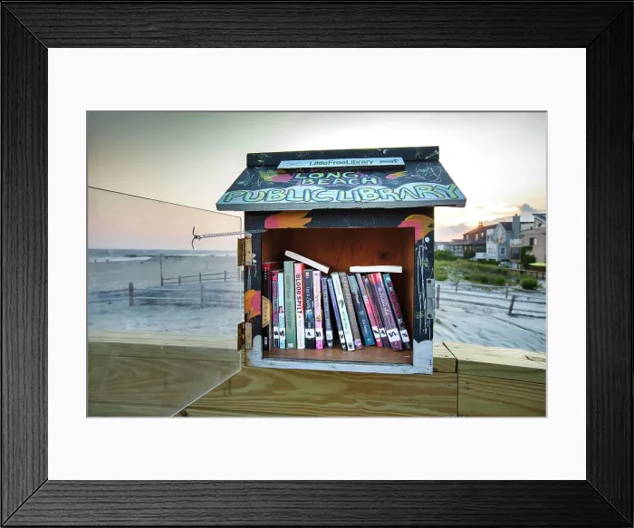 Framed Print : New York, Long Island, Long Beach, Beach Library, Little Free Library Framed Print : New York, Long Island, Long Beach, Beach Library, Little Free Library