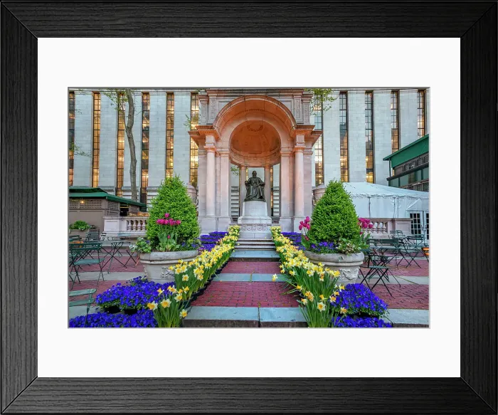 Framed Print : New York City, Manhattan, Bryant Park, William Cullen Bryant Statue
