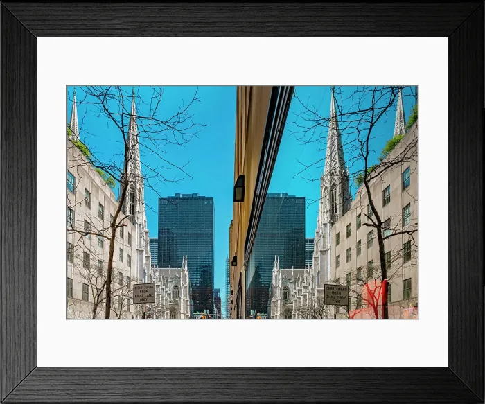 Framed Print : New York City, Manhattan Midtown Manhattan Scene with St. Patrick's Cathedral Framed Print : New York City, Manhattan Midtown Manhattan Scene with St. Patrick's Cathedral