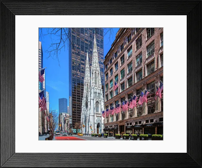 Framed Print : New York City, Manhattan 5th Ave Scene with St. Patrick's Cathedral Framed Print : New York City, Manhattan 5th Ave Scene with St. Patrick's Cathedral