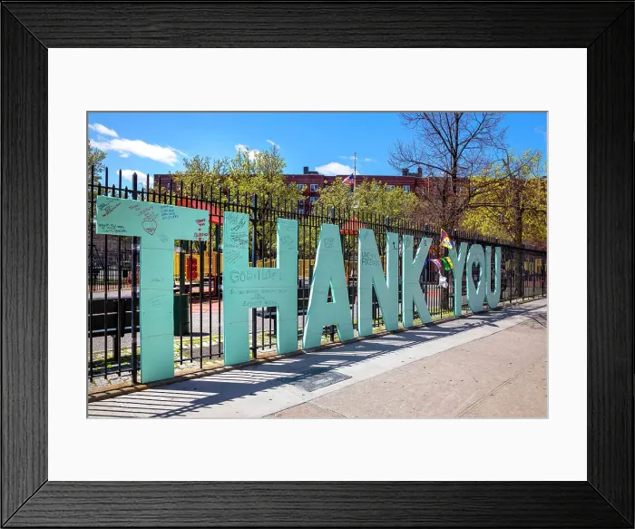 Framed Print : New York City, Queens, Elmhurst Hospital, Thank You Sign dedicated to First Responders for Covid-19 During Pandemic Framed Print : New York City, Queens, Elmhurst Hospital, Thank You Sign dedicated to First Responders for Covid-19 During Pandemic