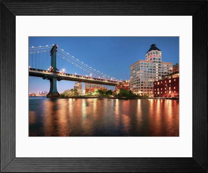 Framed Print : NYC, view of Manhattan Bridge with Clock Tower Building and Empire Stores Framed Print : NYC, view of Manhattan Bridge with Clock Tower Building and Empire Stores