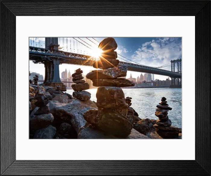 Framed Print : New York, NYC, Brooklyn, Balancing rocks near Manhattan Bridge Framed Print : New York, NYC, Brooklyn, Balancing rocks near Manhattan Bridge
