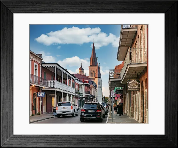 Framed Print : USA, Louisiana, New Orleans, French Quarter and St Louis Cathedral Framed Print : USA, Louisiana, New Orleans, French Quarter and St Louis Cathedral