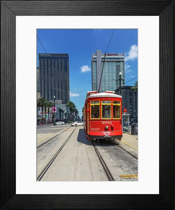 Framed Print : USA, Louisiana, New Orleans, Typical tram in Canal street Framed Print : USA, Louisiana, New Orleans, Typical tram in Canal street