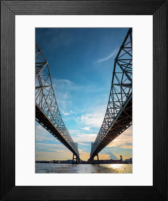 Framed Print : Louisiana, New Orleans, The Crescent City Connection Bridges over the Mississippi River