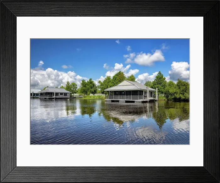 Framed Print : Louisiana, Westwego, Cabins at The Bayou Segnette State Park Framed Print : Louisiana, Westwego, Cabins at The Bayou Segnette State Park
