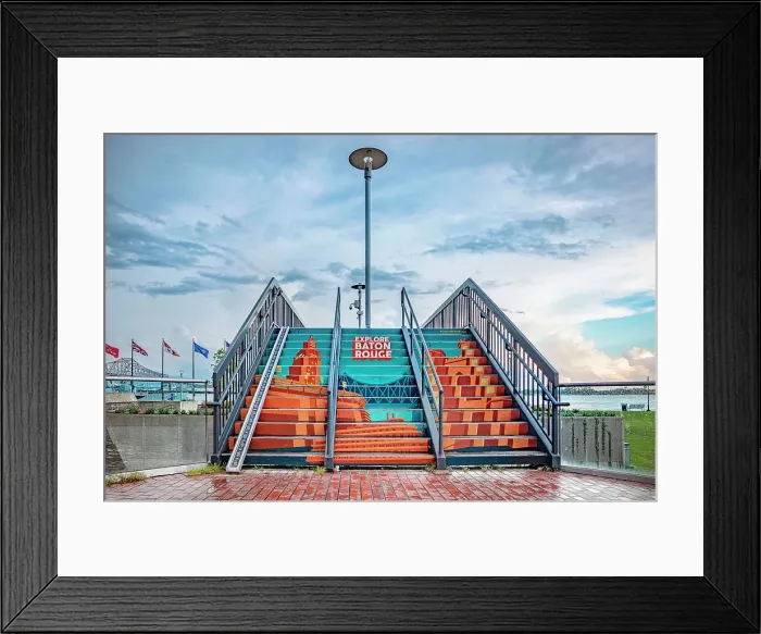 Framed Print : Louisiana, Baton Rouge, Riverfront Staircase Framed Print : Louisiana, Baton Rouge, Riverfront Staircase