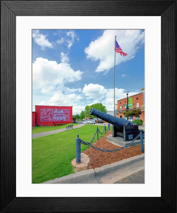 Framed Print : Mississippi, Vicksburg City, Welcome Sign Mural & Canon