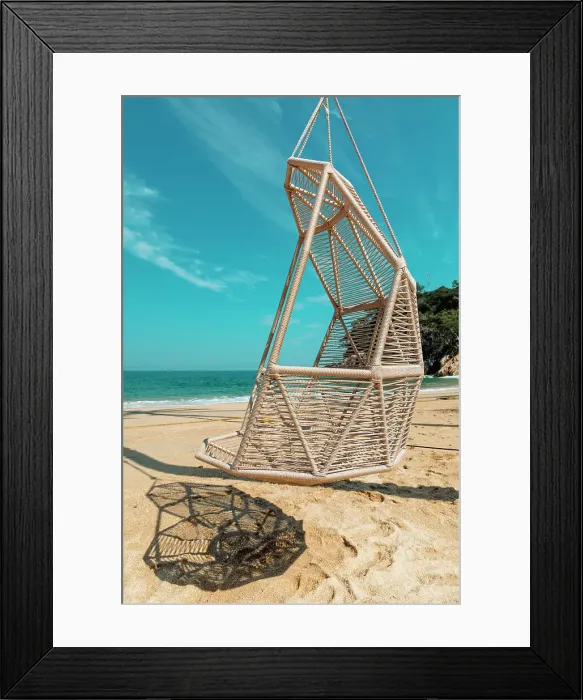 Framed Print : Mexico, Puerto Vallarta, beach with hammock chair
