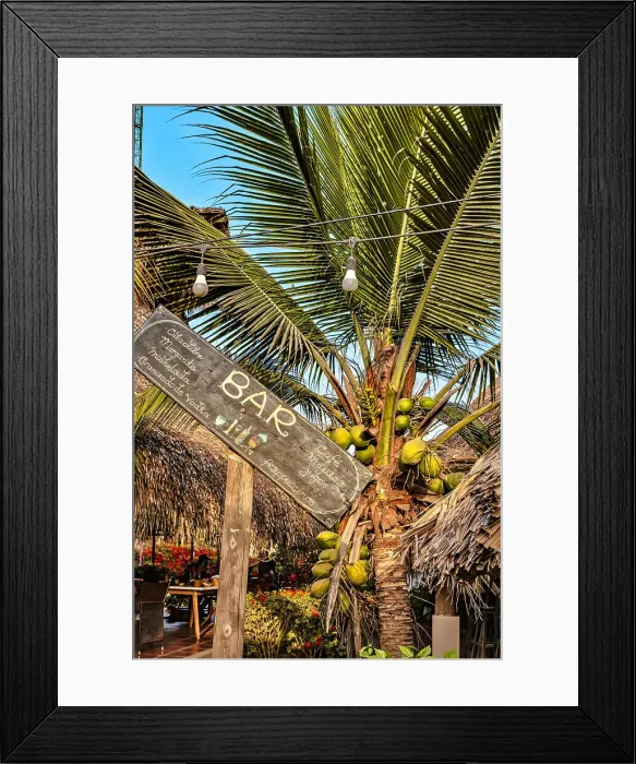 Framed Print : Colombia, La Guajira, Palomino, bar sign