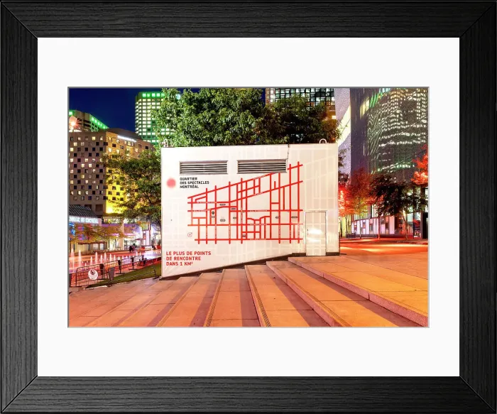 Framed Print : Canada, Quebec, Montreal, Scene at Quartier Des Spectacles at night Framed Print : Canada, Quebec, Montreal, Scene at Quartier Des Spectacles at night