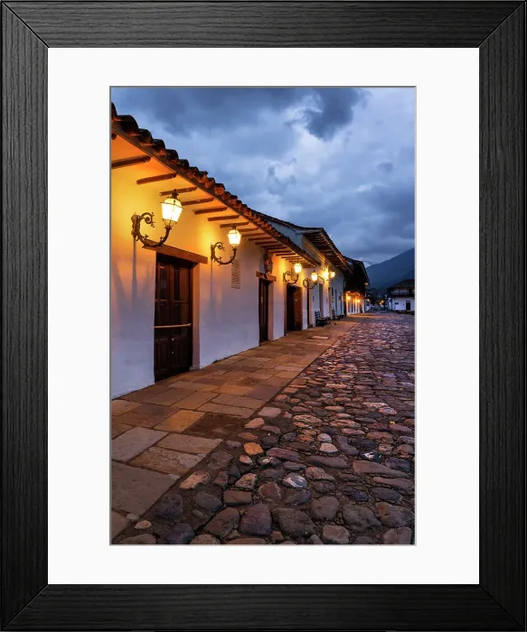 Framed Print : Colombia, Boyaca, Villa de Leyva sidewalk in main square Framed Print : Colombia, Boyaca, Villa de Leyva sidewalk in main square