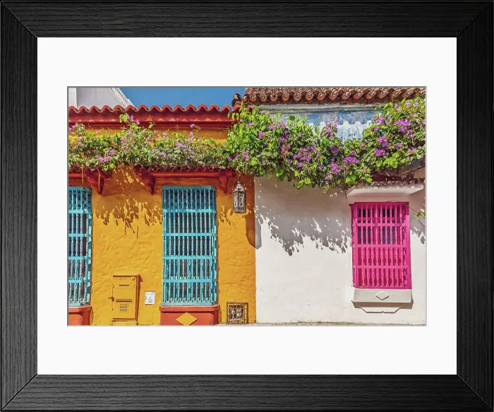Framed Print : Colombia, Cartagena, old town, typical facade