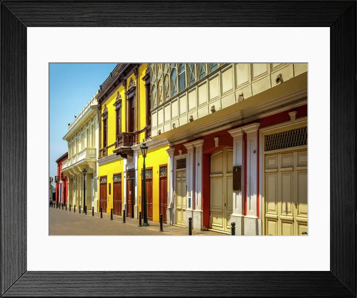 Framed Print : Peru, Lima, Historic District, colorful facades Framed Print : Peru, Lima, Historic District, colorful facades