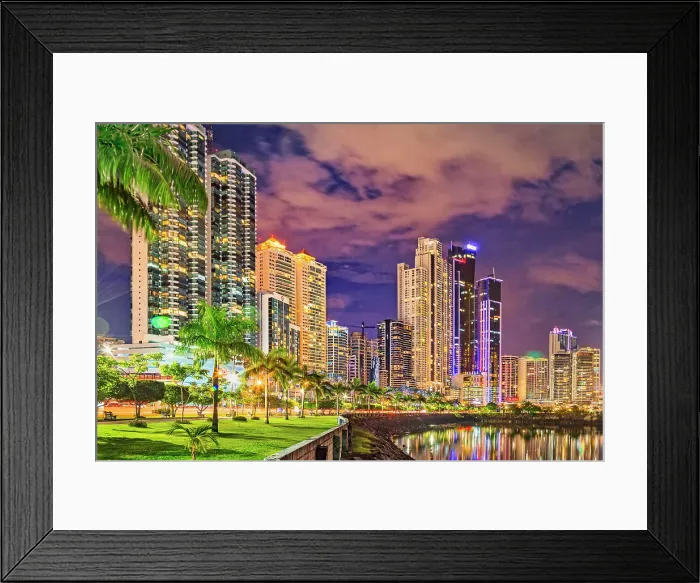 Framed Print : Panama, Panama city, skyline at night Framed Print : Panama, Panama city, skyline at night