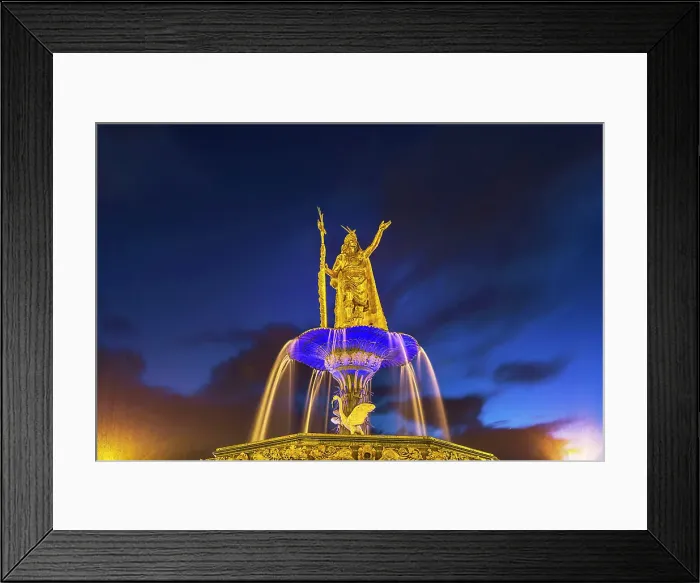 Framed Print : Peru, Cuzco City, fountain at Plaza de Armas Framed Print : Peru, Cuzco City, fountain at Plaza de Armas