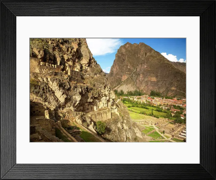 Framed Print : Peru, Sacred valley, Ollantaytambo ruins and town Framed Print : Peru, Sacred valley, Ollantaytambo ruins and town