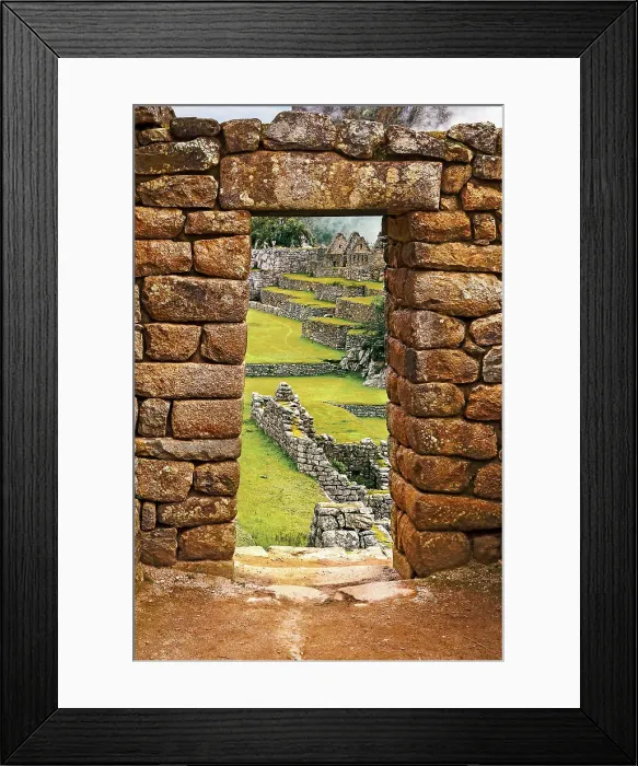Framed Print : Peru, Machu Picchu ruins, detail of doorway