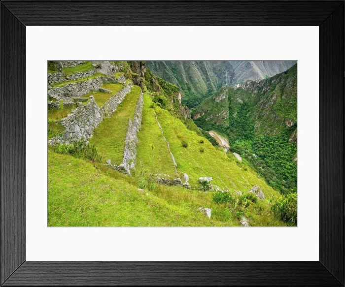 Framed Print : Peru, Machu Picchu ruins and Urubamba river Framed Print : Peru, Machu Picchu ruins and Urubamba river