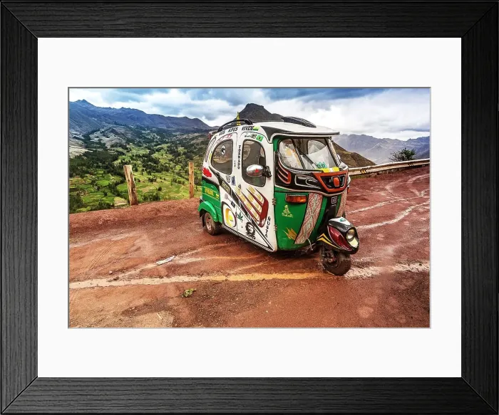Framed Print : Peru, Sacred Valley, Pisac, colorful Tuki Tuki vehicle Framed Print : Peru, Sacred Valley, Pisac, colorful Tuki Tuki vehicle